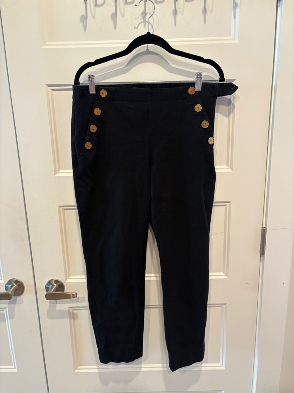 Banana Republic Black High-Waist Ankle Pants with Gold Buttons